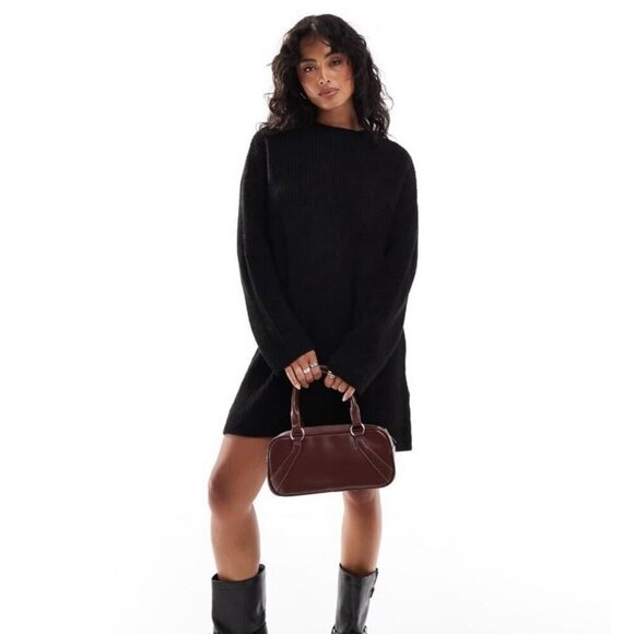 NWOT ASOS Collusion Black Heavy Knit Oversized Sweater Dress Women’s Size Small - Picture 2 of 5